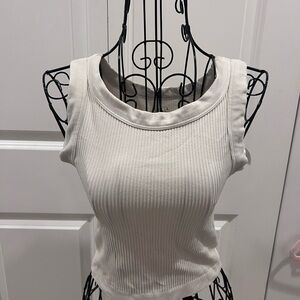 Out from Under White ribbed cropped tank top.